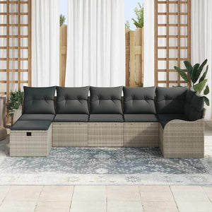 vidaXL Salon de jardin avec coussins et espace de rangement Gris clair Résine tressée