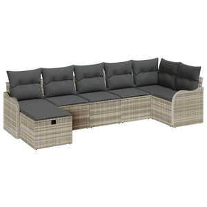 vidaXL Salon de jardin avec coussins et espace de rangement Gris clair Résine tressée