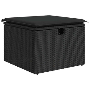vidaXL Ensemble de canapés avec coussins avec rangement 7 pcs Noir Résine tressée