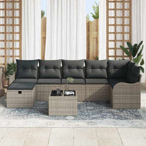 vidaXL Salon de jardin avec coussins de rangement Gris Résine tressée