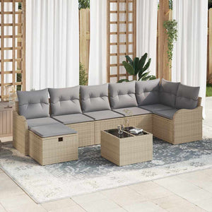vidaXL Ensemble de canapés avec coussins avec rangement Beige et Gris clair Résine tressée