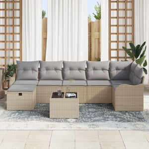 vidaXL Ensemble de canapés avec coussins avec rangement Beige et Gris clair Résine tressée
