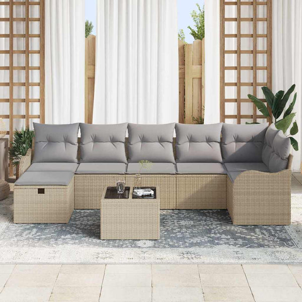 vidaXL Ensemble de canapés avec coussins avec rangement Beige et Gris clair Résine tressée