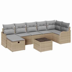 vidaXL Ensemble de canapés avec coussins avec rangement Beige et Gris clair Résine tressée