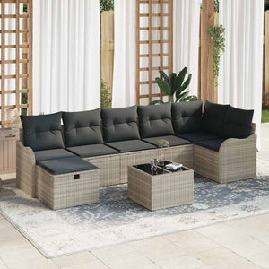 vidaXL Ensemble de canapés avec coussins et rangement 8 pcs Gris clair Résine tressée