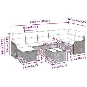 vidaXL Ensemble de canapés avec coussins et rangement 8 pcs Gris clair Résine tressée