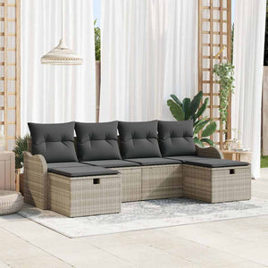 vidaXL Salon de jardin avec coussins et espace de rangement 6 pcs Gris clair résine tressée
