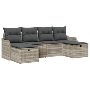 vidaXL Salon de jardin avec coussins et espace de rangement 6 pcs Gris clair résine tressée