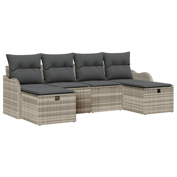 vidaXL Salon de jardin avec coussins et espace de rangement 6 pcs Gris clair résine tressée