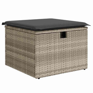 vidaXL Salon de jardin avec coussins et espace de rangement 6 pcs Gris clair résine tressée