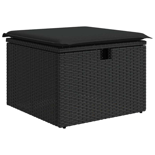vidaXL Ensemble de canapés avec coussins et espace de rangement 6 pcs Noir Résine tressée