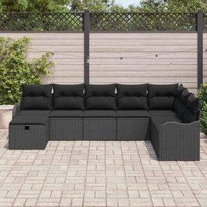 vidaXL Salon de jardin avec coussins et espace de rangement Noir Résine tressée