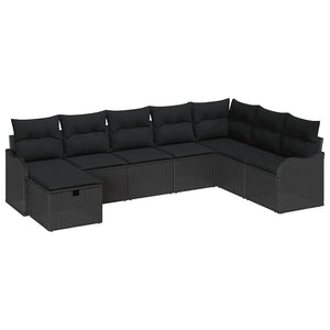 vidaXL Salon de jardin avec coussins et espace de rangement Noir Résine tressée