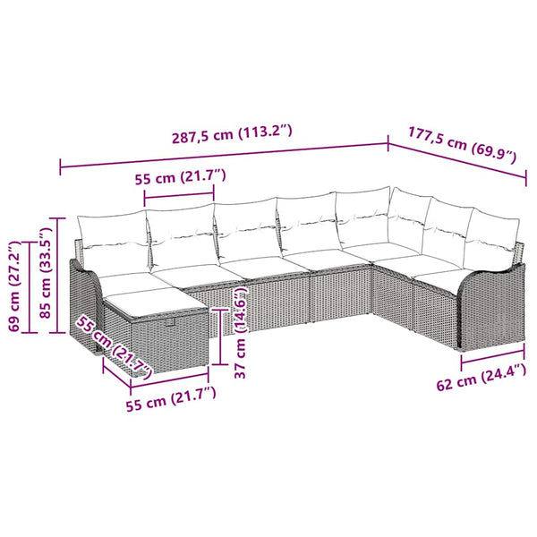 vidaXL Salon de jardin avec coussins et espace de rangement Noir Résine tressée