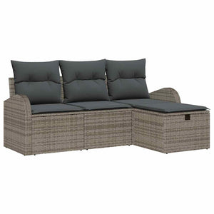 vidaXL Ensemble de canapés avec coussins et espace de rangement 4 pcs Gris résine tressée