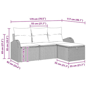 vidaXL Ensemble de canapés avec coussins et espace de rangement 4 pcs Gris résine tressée