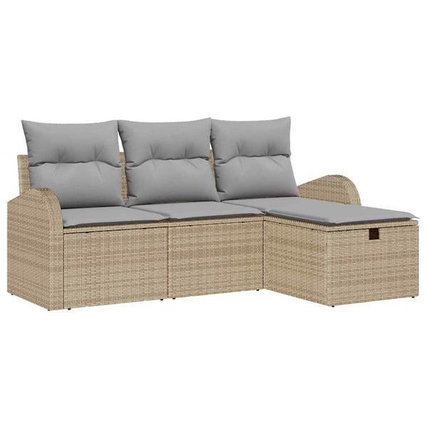 vidaXL Salon de jardin avec coussins 4 pcs Beige et gris clair Résine tressée