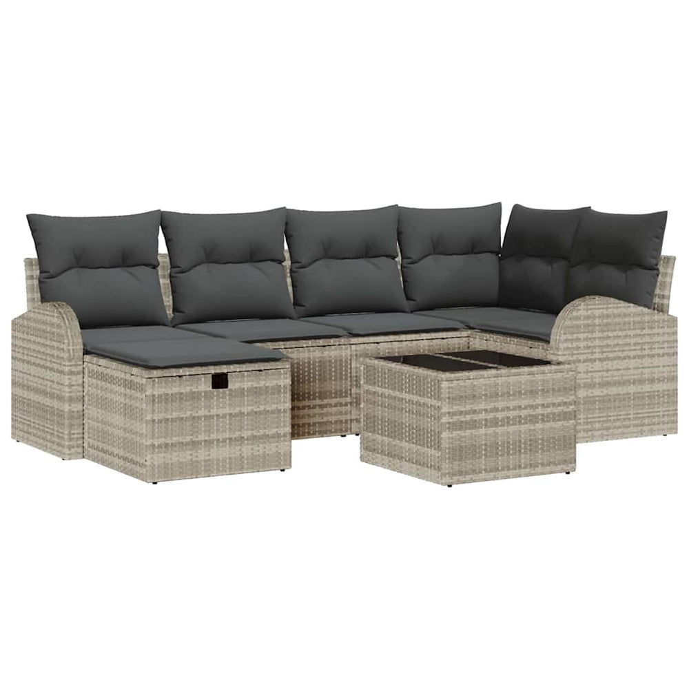 Hellgraues Poly-Rattan Sofa Set mit Kissen