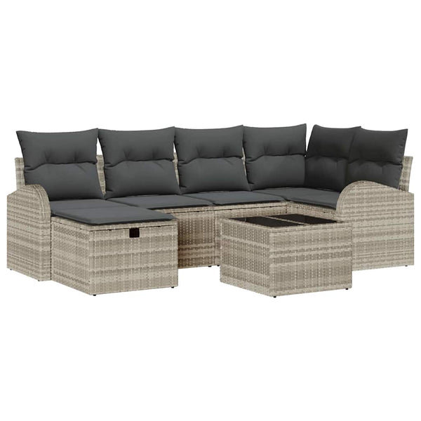 Hellgraues Poly-Rattan Sofa Set mit Kissen