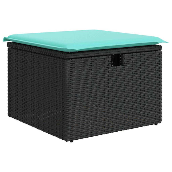 Poly Rattan Sofa Set Schwarz Türkis 4-teilig