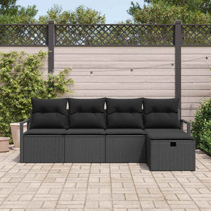 vidaXL Ensemble de canapés avec coussins et rangement 5 pcs Résine tressée Noir