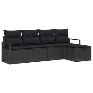 vidaXL Ensemble de canapés avec coussins et rangement 5 pcs Résine tressée Noir