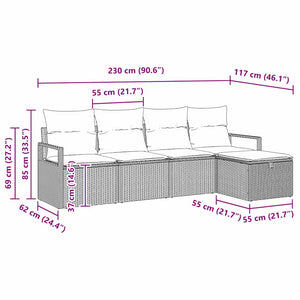 vidaXL Ensemble de canapés avec coussins et rangement 5 pcs Résine tressée Noir
