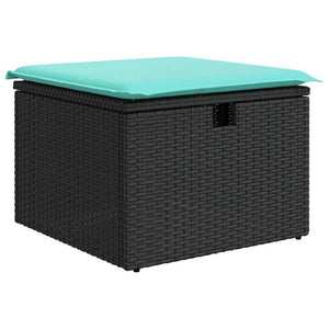Poly Rattan Sofa Set Schwarz Türkis 5-teilig