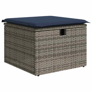 vidaXL Ensemble de canapés avec coussins gris et bleu marine, en polyrotin