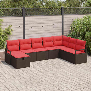 vidaXL Ensemble de canapés avec coussins et rangement 8 pcs Marron résine tressée