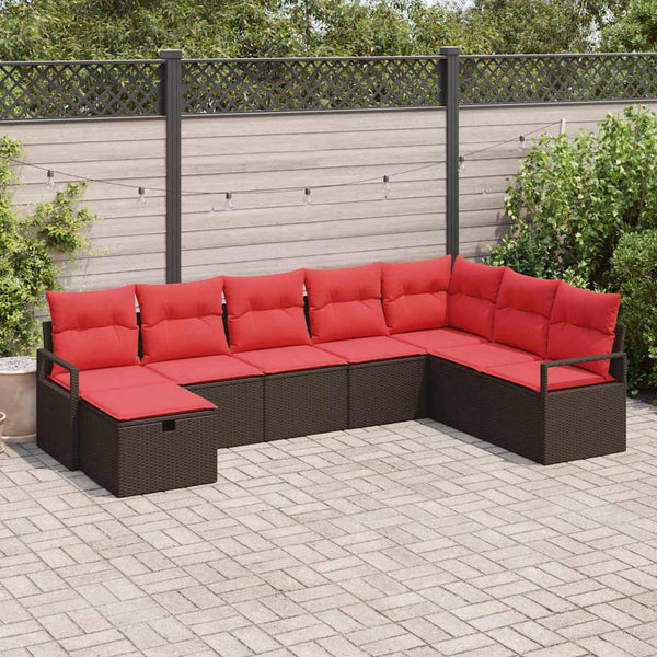 vidaXL Ensemble de canapés avec coussins et rangement 8 pcs Marron résine tressée