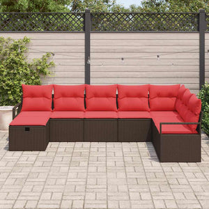 vidaXL Ensemble de canapés avec coussins et rangement 8 pcs Marron résine tressée