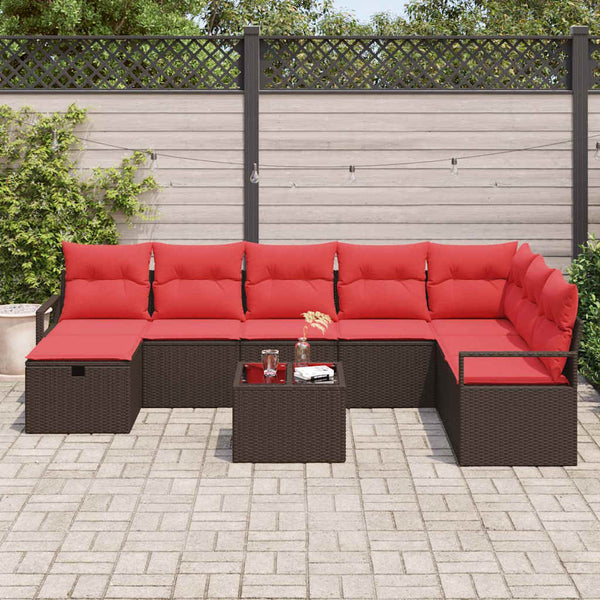Braun Poly Rattan Sofa Set mit Kissen & Stauraum