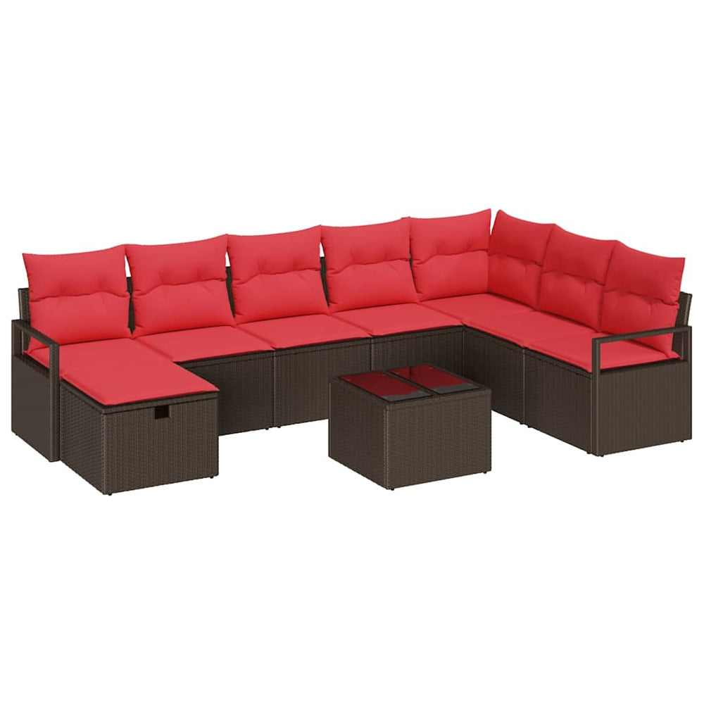 vidaXL Ensemble de canapés avec coussins et rangements 9 pcs Marron Rotin PE