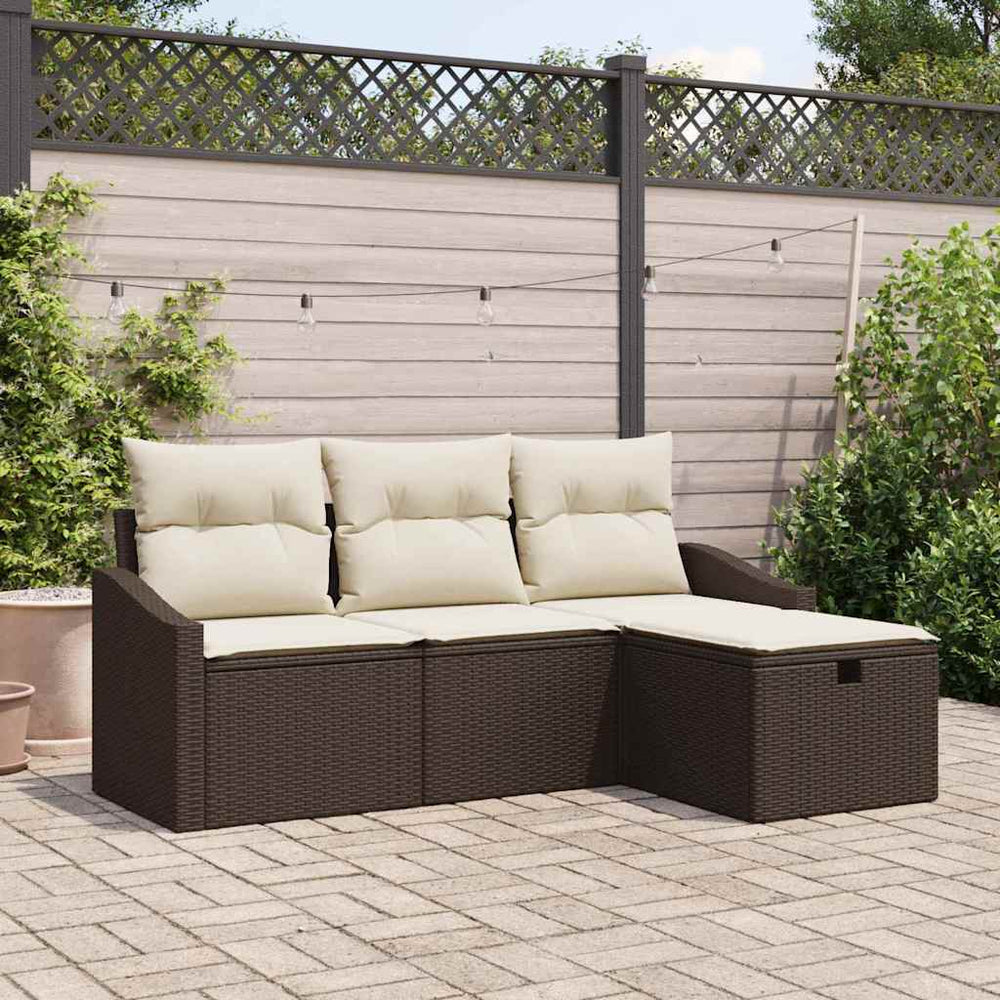 Poly Rattan Sofa Set Braun mit Stauraum