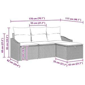 Poly Rattan Sofa Set Braun mit Stauraum