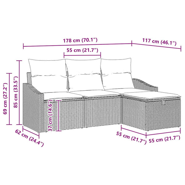 Poly Rattan Sofa Set Braun mit Stauraum