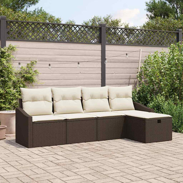 Braun Poly-Rattan Sofa Set mit Kissen & Stauraum