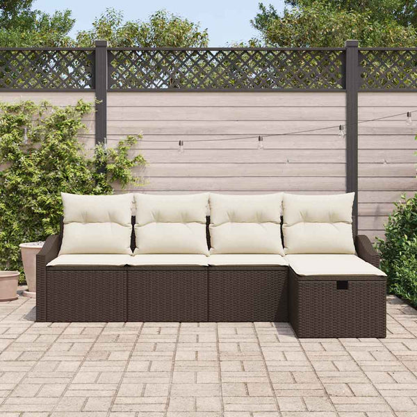 Braun Poly-Rattan Sofa Set mit Kissen & Stauraum