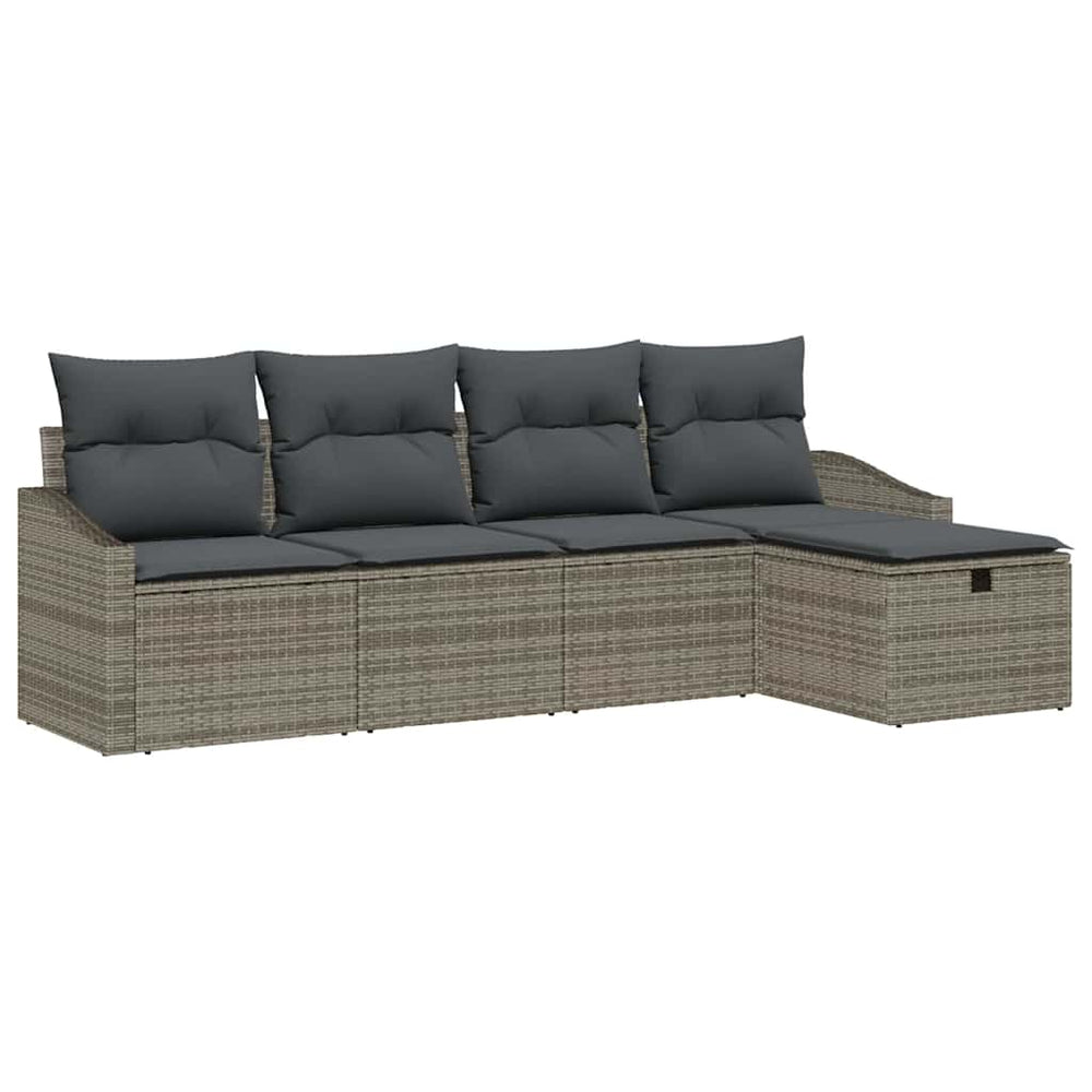 Graues Poly-Rattan Sofa Set mit Kissen