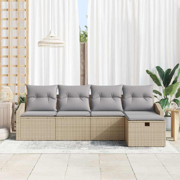 vidaXL Salon de jardin avec coussins de rangement Beige Résine tressée