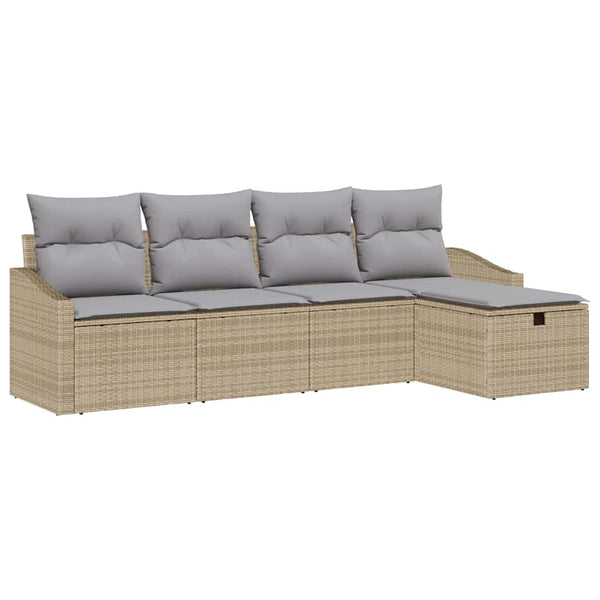 vidaXL Salon de jardin avec coussins de rangement Beige Résine tressée