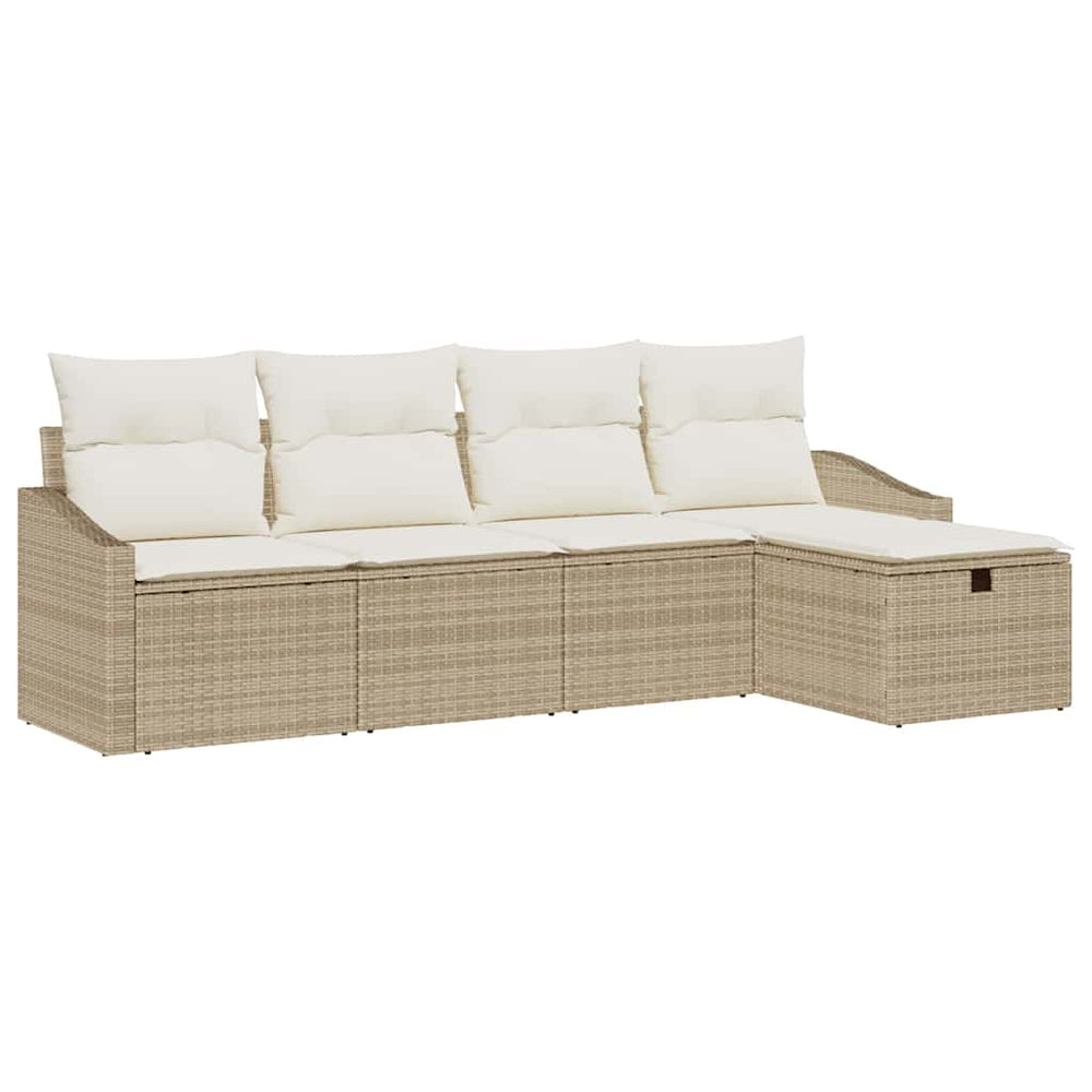 Beige Poly-Rattan Sofa Set mit Kissen