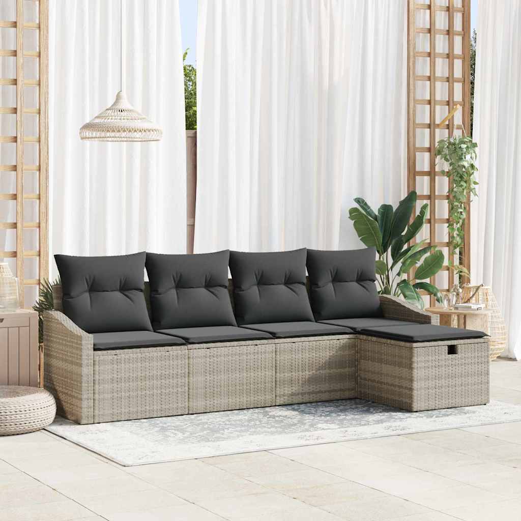 Garten Sofaset mit Kissen & Stauraum, 5-teilig