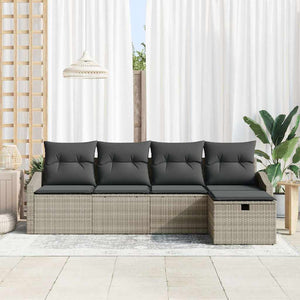 Garten Sofaset mit Kissen & Stauraum, 5-teilig