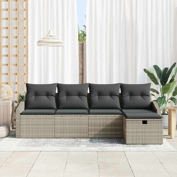 Garten Sofaset mit Kissen & Stauraum, 5-teilig