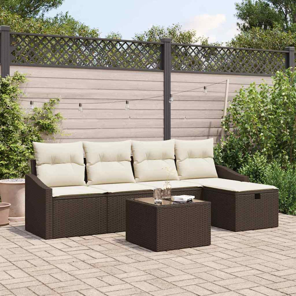 Poly Rattan Sofa Set mit Kissen & Stauraum