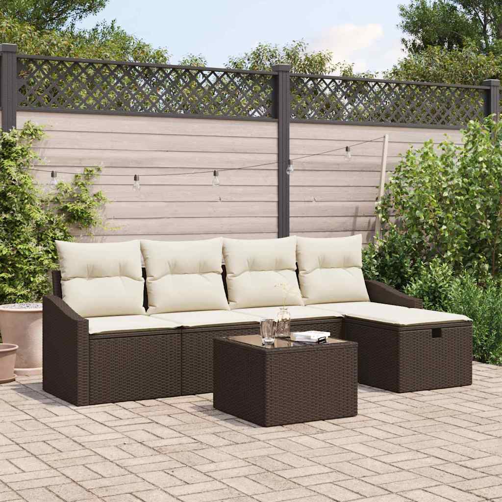 Poly Rattan Sofa Set mit Kissen & Stauraum