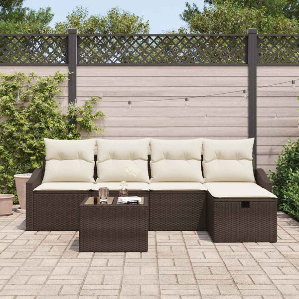 Poly Rattan Sofa Set mit Kissen & Stauraum