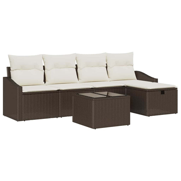 Poly Rattan Sofa Set mit Kissen & Stauraum